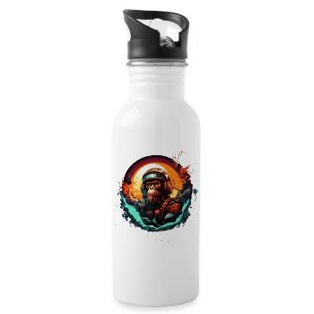Space Apes Graphics Design - Cool Ape Astronaut - Water bottle with straw - white - Right