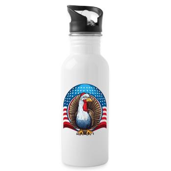 Patriotic USA Turkey Thanksgiving - Water bottle with straw - white - Right