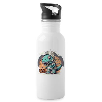 Tyrannosaurus Trex Halloween - Trinkflasche mit integriertem Trinkhalm - Weiß - Rechts