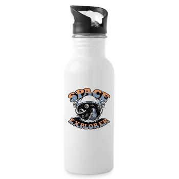 Space Explorer Cosmonaut Spaceship Taikonaut - Water bottle with straw - white - Right