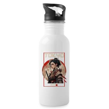 Asien 80er Japanischer Retro Samurais Samurai - Trinkflasche mit integriertem Trinkhalm - Weiß - Rechts