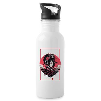 Asien 80er Japanischer Retro Samurais Samurai - Trinkflasche mit integriertem Trinkhalm - Weiß - Rechts