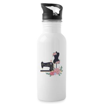I'll Be In My Office Sewing Room Funny Sew - Trinkflasche mit integriertem Trinkhalm - Weiß - Rechts