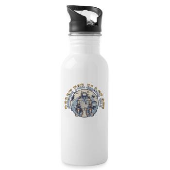 Ready For Blast Off Cosmonaut Spaceship - Water bottle with straw - white - Right