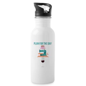 Plan pour la journée Café Machine à coudre Vin Drôle - Gourde avec paille intégrée - blanc - Droite
