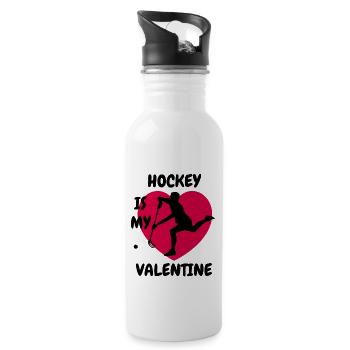 Hockey Geschenk Unihockey Hockeyspieler Feldhockey - Trinkflasche mit integriertem Trinkhalm - Weiß - Rechts