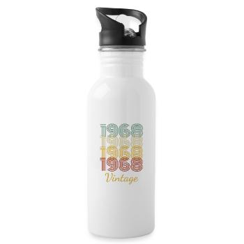 Vintage Birthday Gift Born In 1968 Slogan - Water bottle with straw - white - Right