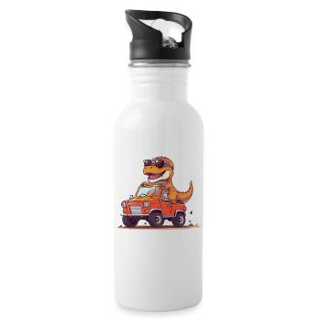 T-Rex conduit un camion monstre - Gourde avec paille intégrée - blanc - Droite