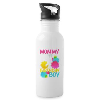 Mama des Geburtstagskindes Paintball Passende - Trinkflasche mit integriertem Trinkhalm - Weiß - Rechts