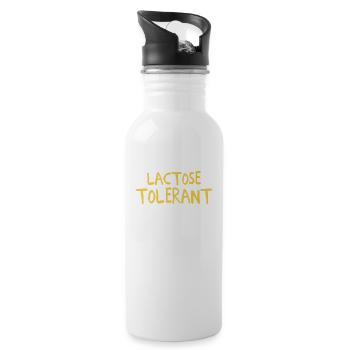 Funny Lactose Tolerant Humor Dairy Free Vegan Food - Water bottle with straw - white - Right