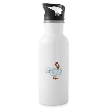 Funny Chicken Saying Chicken - Water bottle with straw - white - Right