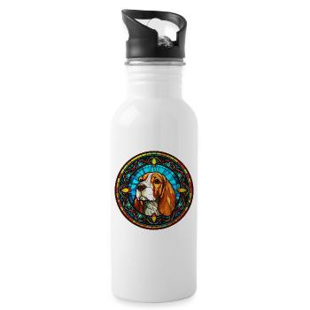 Lustiger Beagle-Liebhaber mit Artisan Style - Stained Gl - Trinkflasche mit integriertem Trinkhalm - Weiß - Rechts