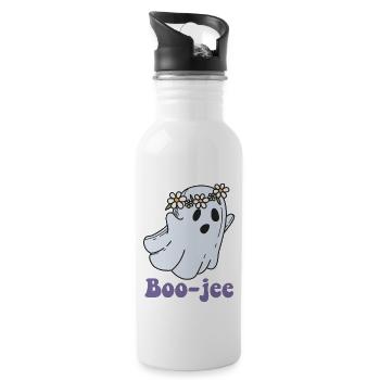 Halloween Spooky Ghost Boo Jee Boo - Water bottle with straw - white - Right