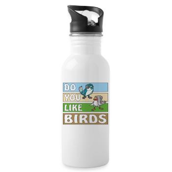 DO YOU LIKE BIRDS - Trinkflasche mit integriertem Trinkhalm - Weiß - Rechts