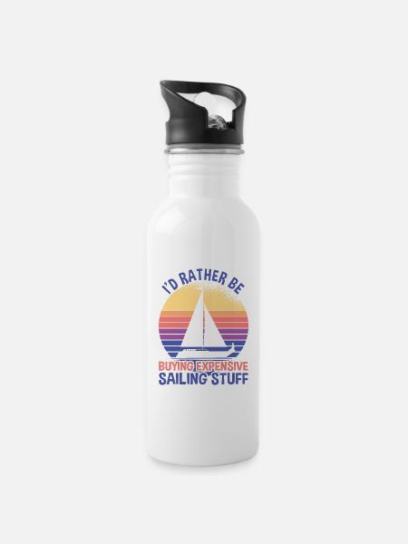 Buy Expensive Sailing Stuff - Trinkflasche mit integriertem Trinkhalm - Weiß