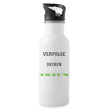 Verfolge deine TRAUM - Trinkflasche mit integriertem Trinkhalm - Weiß - Rechts