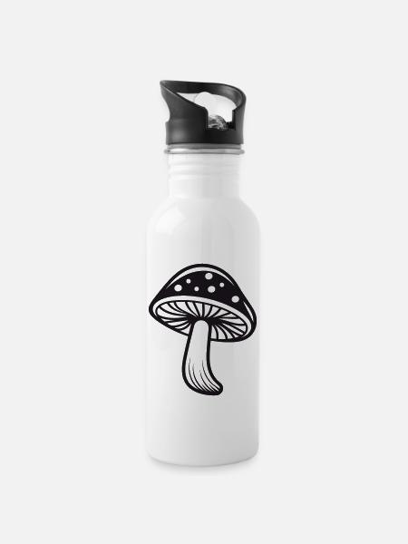 Pilz - Trinkflasche mit integriertem Trinkhalm - Weiß
