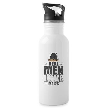 Real Men Love Moles Tier Erdhügel - Trinkflasche mit integriertem Trinkhalm - Weiß - Rechts