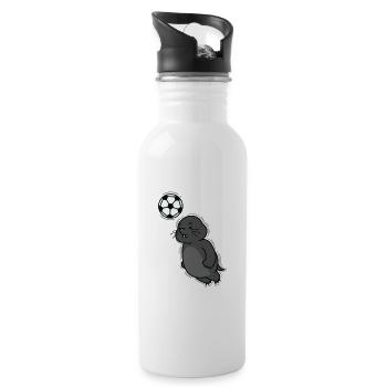 Maulwurf spielt Fußball Tier Erdhügel - Trinkflasche mit integriertem Trinkhalm - Weiß - Rechts