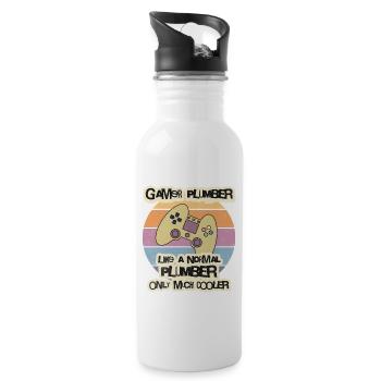 Gamer Plumber T-Shirt, 8 bits Lecteur de jeux vidéo T-S - Gourde avec paille intégrée - blanc - Droite