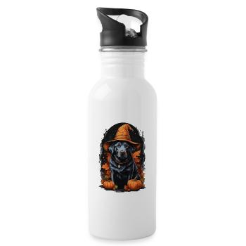 Labrador avec chapeau de sorcière Halloween Labrador - Gourde avec paille intégrée - blanc - Droite
