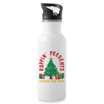 Rappin' presents under the tree DJ Xmas Hip Hop - Water bottle with straw - white - Right