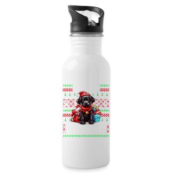 Mignon Black Labrador Dog Christmas Design - Merry W - Gourde avec paille intégrée - blanc - Droite