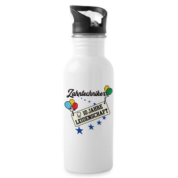 Zahntechniker 10 jähriges Jubiläum Zahntechnik 10. - Trinkflasche mit integriertem Trinkhalm - Weiß - Rechts