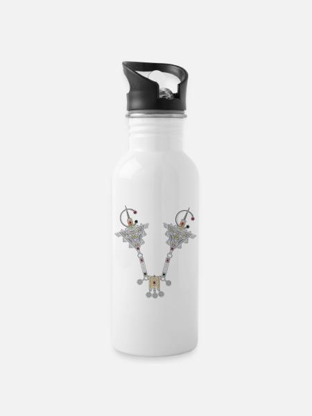 AMAZIGH MAROKKO BERBER - Trinkflasche mit integriertem Trinkhalm - Weiß