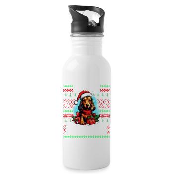 Famille Chien teckel de Noël - Laid Noël Sw - Gourde avec paille intégrée - blanc - Droite