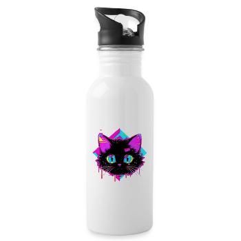 90er Motto Party Das ist mein 90er Kostüm - Trinkflasche mit integriertem Trinkhalm - Weiß - Rechts