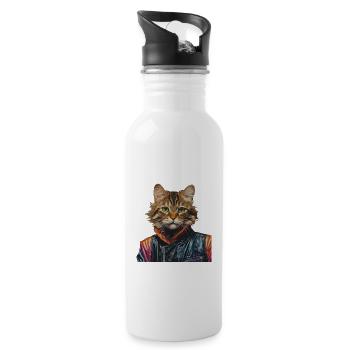 80er Motto Party Das ist mein 80er Kostüm - Trinkflasche mit integriertem Trinkhalm - Weiß - Rechts