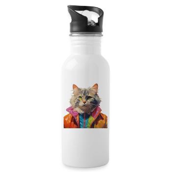80s Themed Party Back to the 80s Costume - Water bottle with straw - white - Right