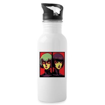A Powerful Anime Cartoon Female Duo - Water bottle with straw - white - Right