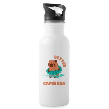 Life Is Better With A Capybara Capibara Owner Rode - Water bottle with straw - white - Right
