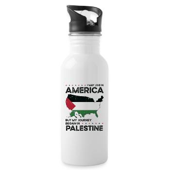 Palestinian American Patriot USA - Gourde avec paille intégrée - blanc - Droite