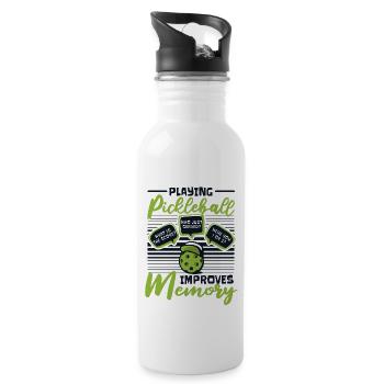 Playing Pickleball Improves Memory Pickleballfan - Water bottle with straw - white - Right