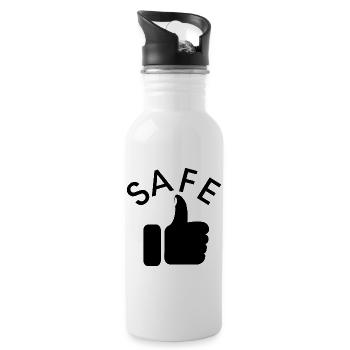 Safe thumb icon running super icon illustration - Water bottle with straw - white - Right