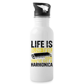 Französische Harfinisten und Harmonikaspieler - Trinkflasche mit integriertem Trinkhalm - Weiß - Rechts