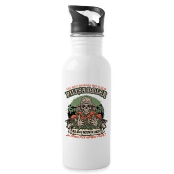 Pilzsammler Pilze sammeln Schwammerlsuche - Trinkflasche mit integriertem Trinkhalm - Weiß - Rechts