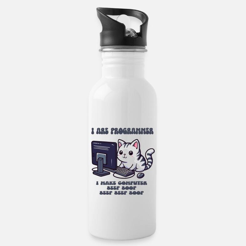Ich bin Programmierer - Trinkflasche mit integriertem Trinkhalm - Weiß