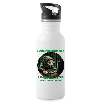 Ich bin Programmierer - Trinkflasche mit integriertem Trinkhalm - Weiß - Rechts