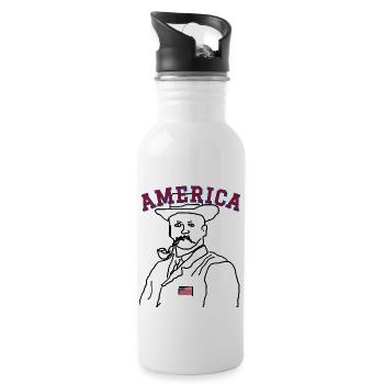 America USA - Water bottle with straw - white - Right