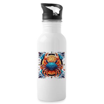 Portez votre signe du zodiaque astrologique avec fierté: Cancer - Gourde avec paille intégrée - blanc - Droite
