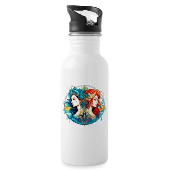 Be Proud of Your Unique Traits Gemini Zodiac - Water bottle with straw - white - Right