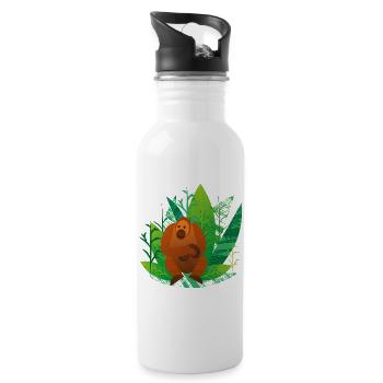 Orang Utan im Grünen - Trinkflasche mit integriertem Trinkhalm - Weiß - Rechts
