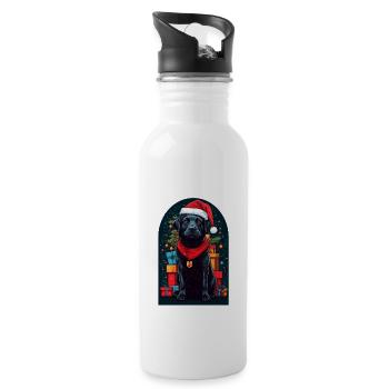 Funny Labrador Retriever With - Water bottle with straw - white - Right