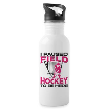 Field Hockey I Paused Field Hockey - Trinkflasche mit integriertem Trinkhalm - Weiß - Rechts