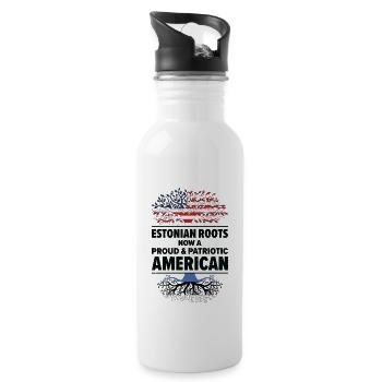 Estnischer amerikanischer Patriot USA Gewachsenes - Trinkflasche mit integriertem Trinkhalm - Weiß - Rechts