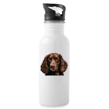 Dog American Water Spaniel - Water bottle with straw - white - Right